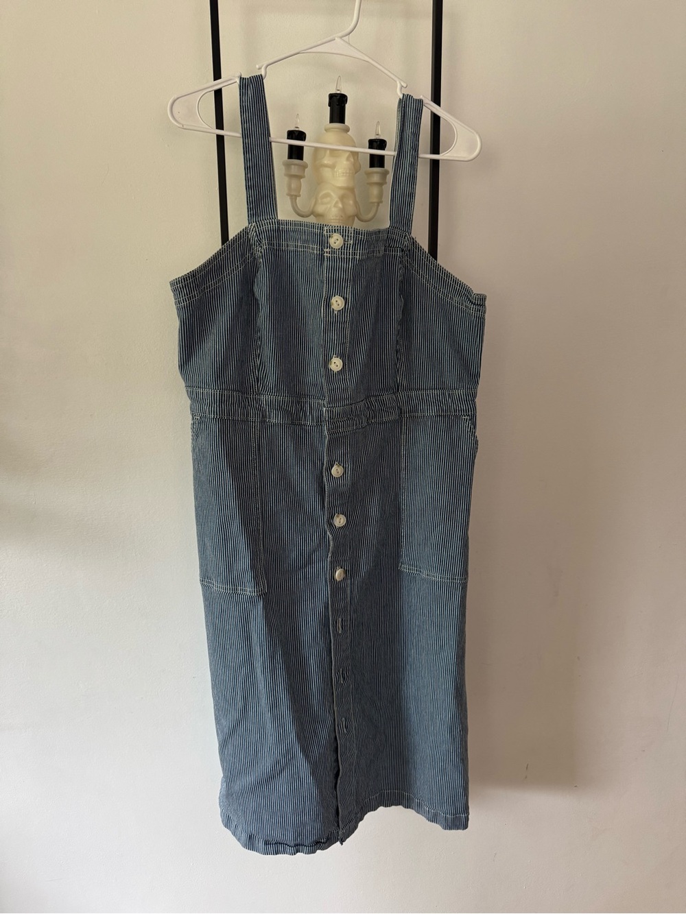 Universal Thread Blue Denim Button-Front Overall Dress